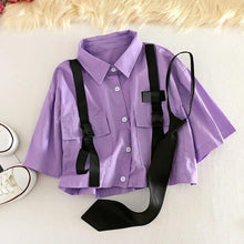 K-pop Korean Street Fashion Cargo Pants Cropped Shirt Two Piece Set
