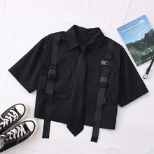 K-pop Korean Street Fashion Cargo Pants Cropped Shirt Two Piece Set