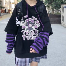 Harajuku Kawaii Fashion Purple Trick or Treat Oversized Sweatshirt