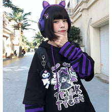 Harajuku Kawaii Fashion Purple Trick or Treat Oversized Sweatshirt