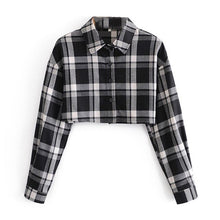Blackpink Jennie Kim Inspired Short Plaid Gray Flannel Shirt