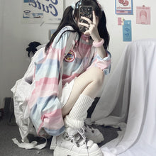 Harajuku Long Sleeve Striped Pastel Spaceship Tshirt