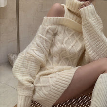 Korean Style Oversized Off Shoulder Beige Knit Sweater