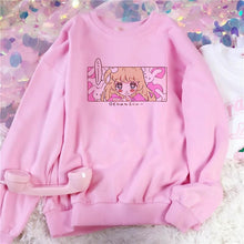 Harajuku Kawaii Fashion Anime Girl Sweatshirt (Black/Pink/White)