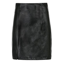 Harajuku Korean Fashion Y2K Gothic Leather Slit Mini Skirt