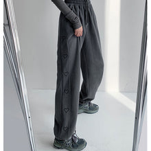 Harajuku Korean Style Summer White Sweatpants Heart Strip