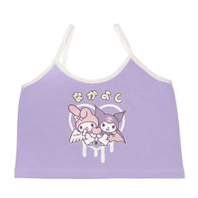 womens kawaii y2k my melody and kuromi crop top purple