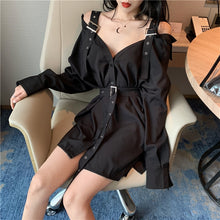Harajuku Korean Style Belt Strap Shirt Dress