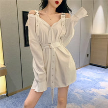 Harajuku Korean Style Belt Strap Shirt Dress