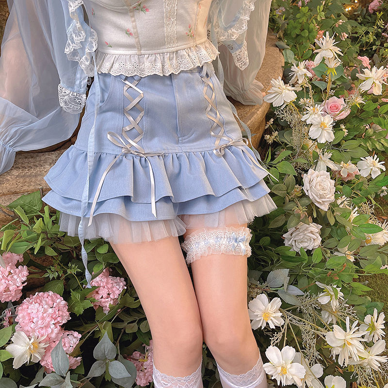 Double Ruffle Side Corset Skirt – SYNDROME - Cute Kawaii Harajuku