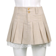 Harajuku Kawaii Fashion Korean Style Y2K Beige Skirt with Lace Trim