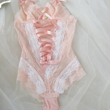 Coquette Dollete Aesthetic Fashion Pink Corset Lacing Lingerie Style Bodysuit