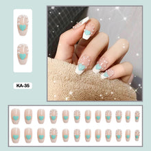 cute korean 3d pearl press on nails short coffin
