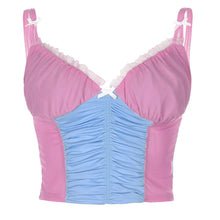 Y2K Kawaii Pastel Chiffon Corset Crop Top