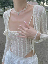 Harajuku Kawaii Fashion Fairycore Y2K Beige Lace 2 Piece Top