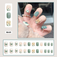 cute korean sage green press on nail set