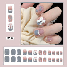 cute korean nails sage green press on nails set