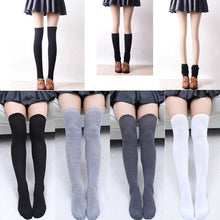 Plain Black White Grey Overknee Socks