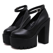 Harajuku Platform Ankle Strap Pumps (Black/White)
