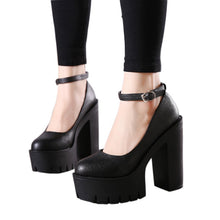 Harajuku Platform Ankle Strap Pumps (Black/White)