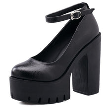 Harajuku Platform Ankle Strap Pumps (Black/White)