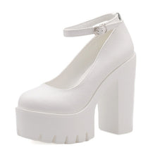 Harajuku Platform Ankle Strap Pumps (Black/White)