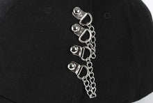 Korean Style Chain Piercing Baseball Cap (Black/Pink/White)