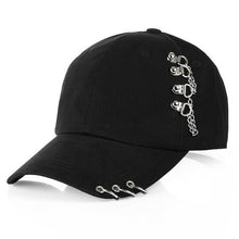 Korean Style Chain Piercing Baseball Cap (Black/Pink/White)