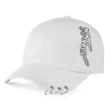 Korean Style Chain Piercing Baseball Cap (Black/Pink/White)