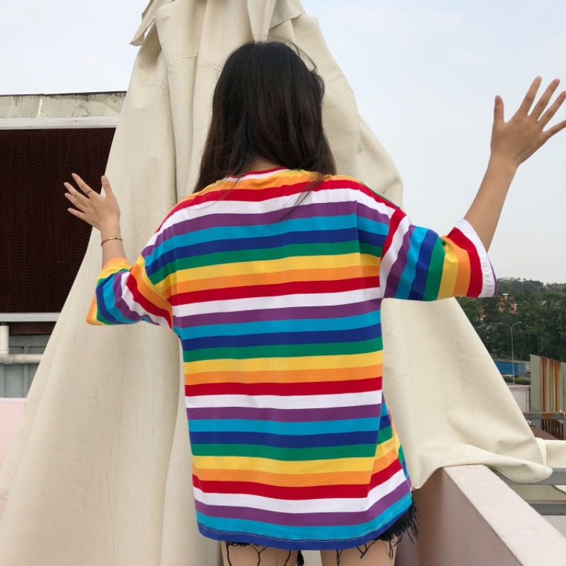 Harajuku Rainbow Stripes T-shirt – The Kawaii Factory
