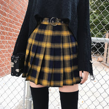 Harajuku Fall Winter Plaid Tennis Skirt (Yellow)