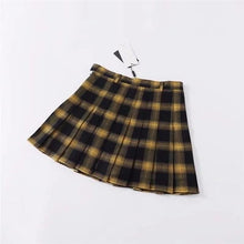 Harajuku Fall Winter Plaid Tennis Skirt (Yellow)
