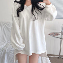 womens korean fashion clean girl minimalist oversized white crewneck sweatshirt
