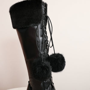 womens lolita fashion winter boots black