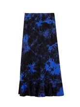Korean Fashion Street Fashion Black Blue Tie Dye Midi Skirt