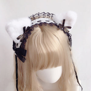 Harajuku Kawaii Fashion Lolita Maid Costume Cosplay Cat Ear Lace Headdress