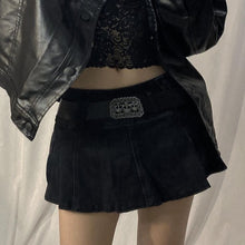 Harajuku Y2K Goth 90s Vintage Grunge Rockstar Girlfriend Aesthetic Black Denim Micro Skirt with Belt
