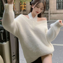 Japanese Korean Style Soft Girl Beige Oversized Knit Sweater Dress