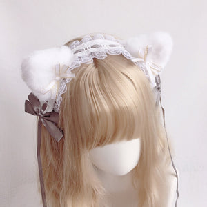 Harajuku Kawaii Fashion Lolita Maid Costume Cosplay Cat Ear Lace Headdress