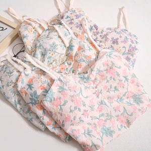 Korean Fashion Y2K Cottagecore Aesthetic Padded Floral Crop Top