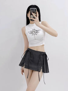 korean fashion grey pleated mini skirt y2k aesthetic low rise skirts