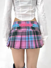 y2k aesthetic outfits low rise pleated mini skirt pink plaid short skirt gyaru fashion
