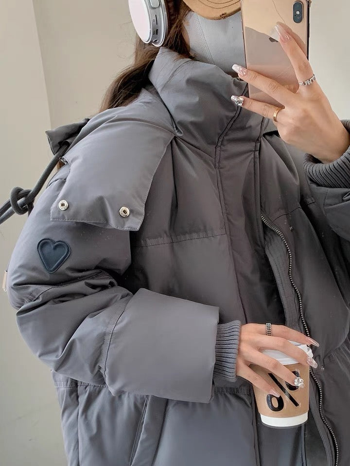 korean grey puffer jacket womens
