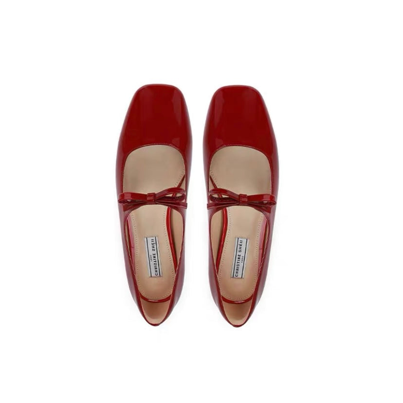 靴 Cherry-Patterned Mary Jane Flats Shipping in mid-June] Cherry-Patterned Mary Jane Flats