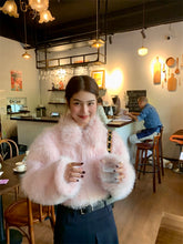 ladies light pink winter coat faux fur cropped jacket korean fashion coquette dollette