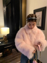 womens pink winter coat faux fur coquette dollette aesthetic clothes korean fashion outfits