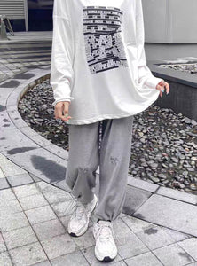 womens cute casual outfits korean fashion gray sweatpants sweats joggers aesthetic clothes with bows