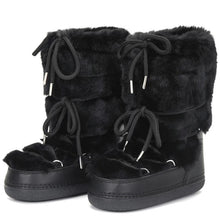 womens aesthetic shoes black snow boots fuzzy winter boots ladies ski boots