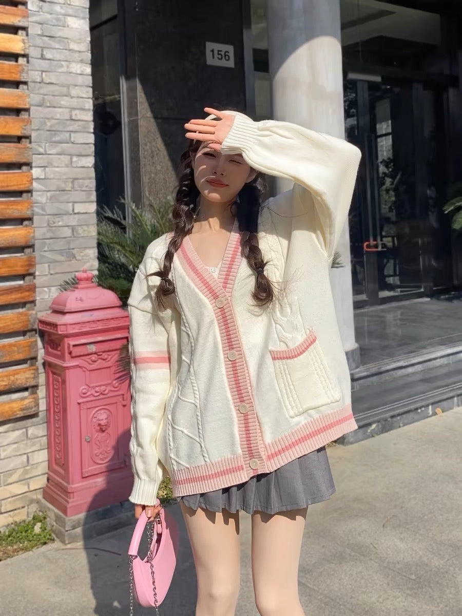 Womens Sweaters Kawaii Pink Cardigan Japan Harajuku Kawaii Pink