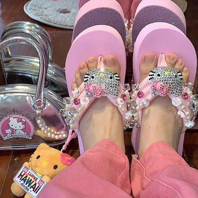 womens y2k shoes pink hello kitty platform sandals